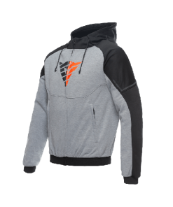 Dainese Daemon-X Safety Hoodie Full Zip Melange-Gray/Black/Red-Fluo